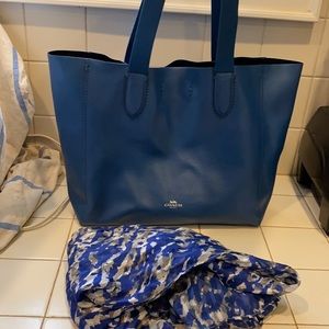 Coach Derby Tote in Pebble Leather Blue F58660